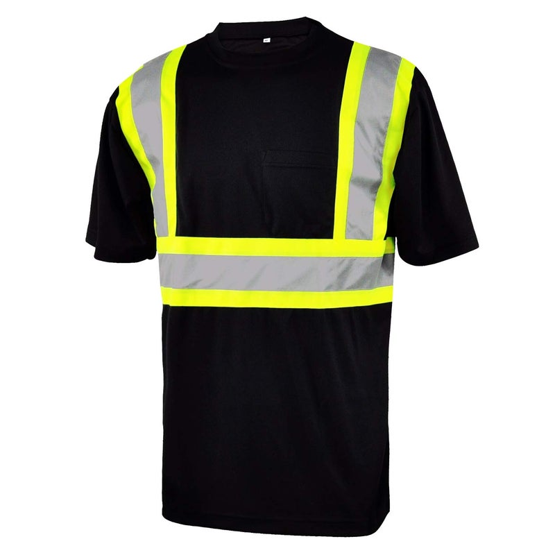 LM Hi Vis Class 3 T Shirt Reflective Safety Black Short Long Sleeve HIGH Visibility 39 55 XLarge BlackShort Sleeve