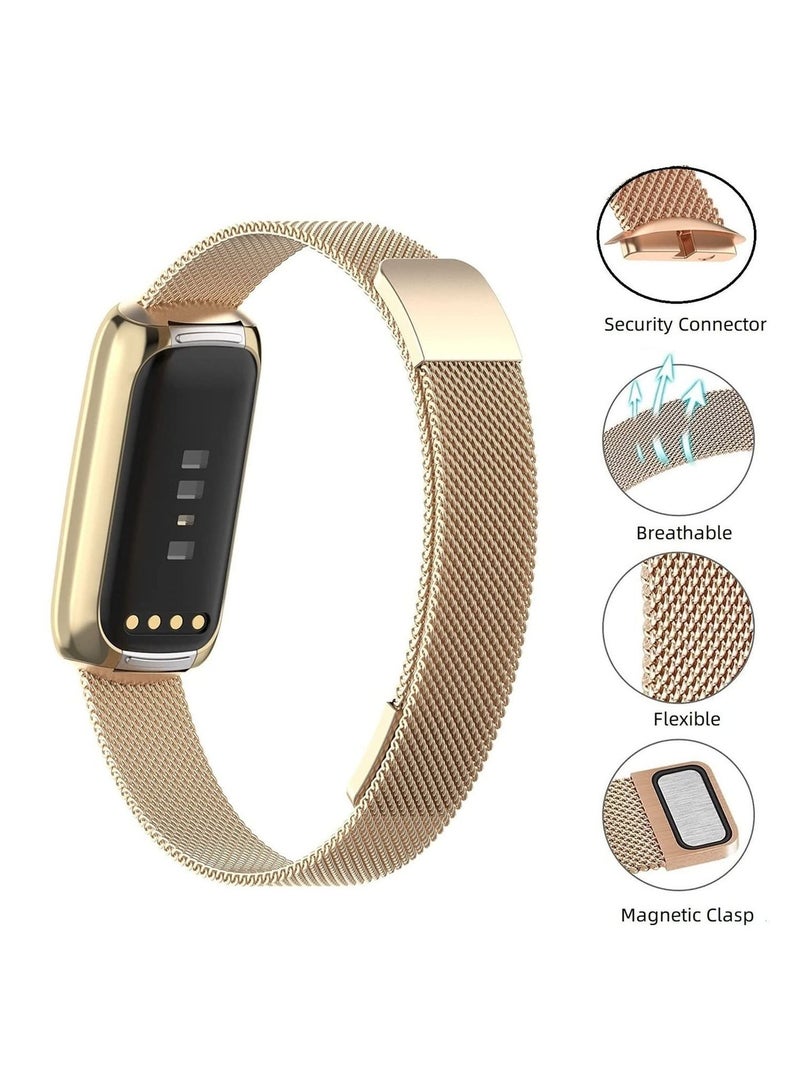 Stainless Steel Mesh Magnetic Milanese Replacement Metal Bands for Fitbit Luxe Special Edition Smartwatch Fitness Tracker  - Image 3