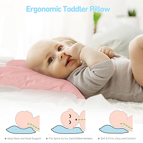 Babebay Toddler Pillow,13X18 Soft Kid Pillow for Sleeping, Machine Washable Toddler Pillow with Cotton Pillowcase, Age 2 to 5 (Pink) - Image 3