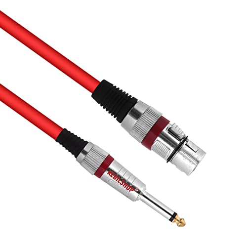 KEBILSHOP Mic Cable 6.35mm Jack Male To XLR 3PIN Female Cord Wire For Microphone/Guitar Cable 20 Meter.Red,1pc pack. (20 Meter/65.6 Feet) Red Cable - Image 2