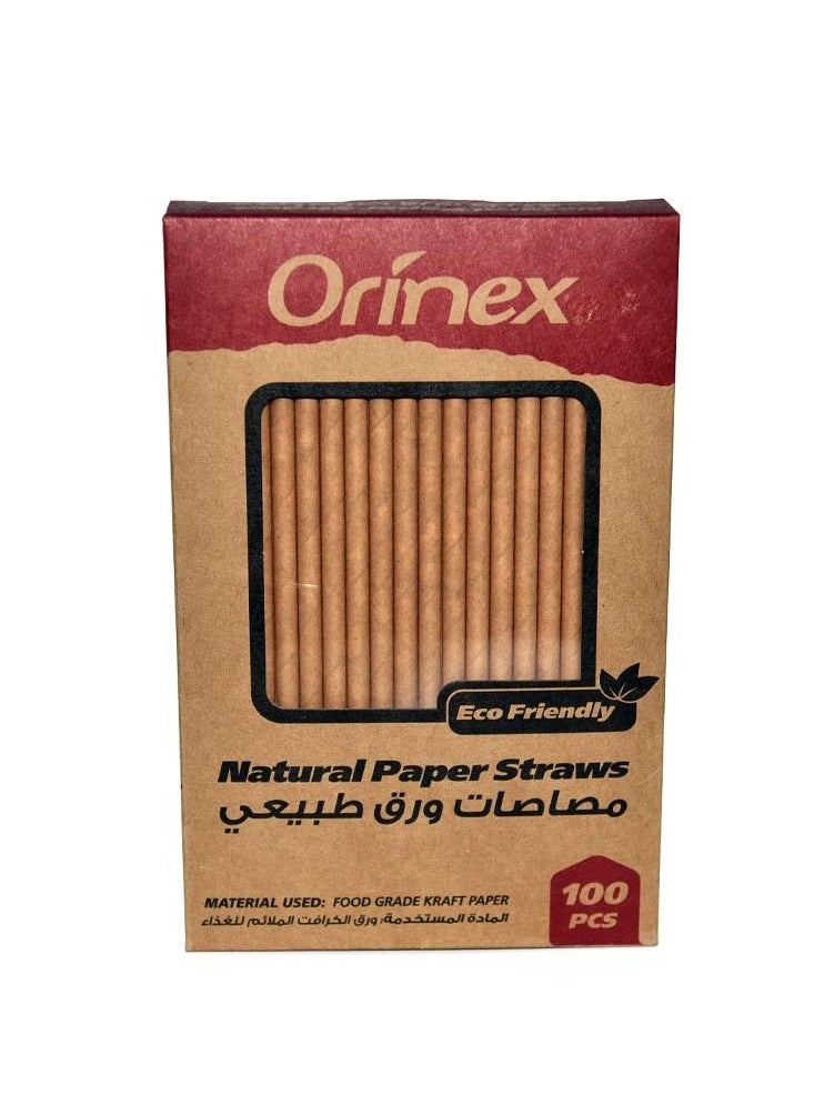 Orinex Natural Paper Straws 100 Pcs 
