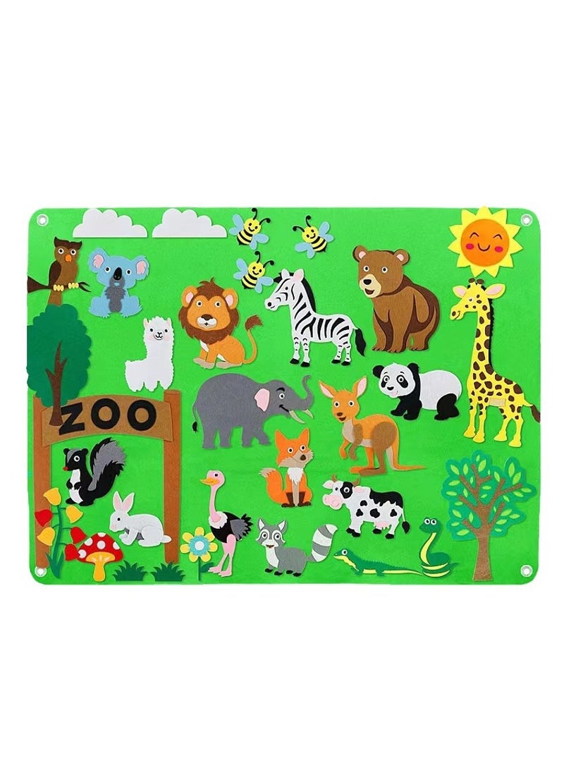 Felt Learning Board for Infants and Toddlers, Early Education Training Wall Decal, Educational Toy, DIY Zoo Set  - Image 1