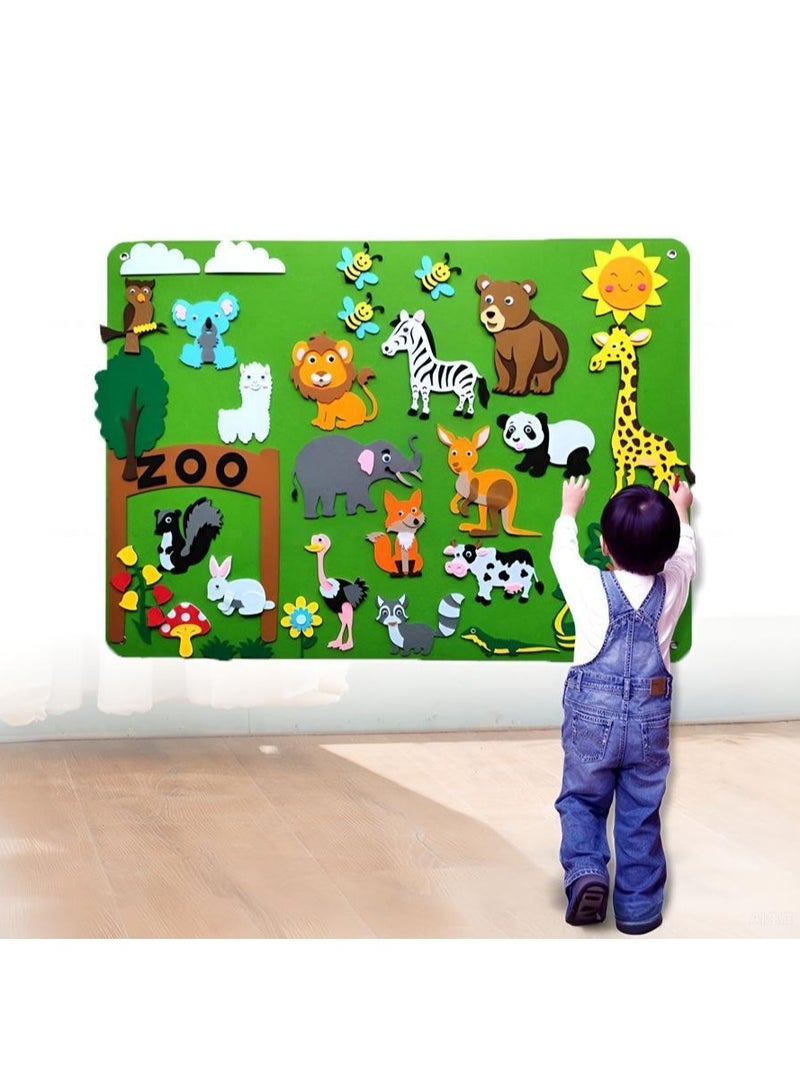 Felt Learning Board for Infants and Toddlers, Early Education Training Wall Decal, Educational Toy, DIY Zoo Set  - Image 3