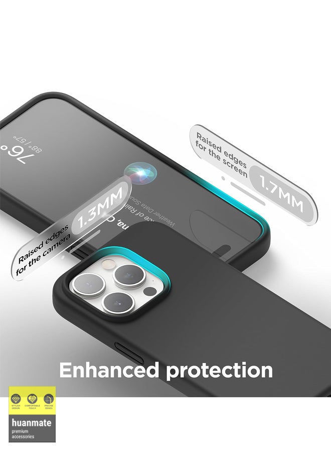 huanmate Stylish Silicone Case Cover For Apple iPhone 15 Pro Max Black  - Image 4