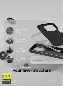huanmate Stylish Silicone Case Cover For Apple iPhone 15 Pro Max Black  - Image 3