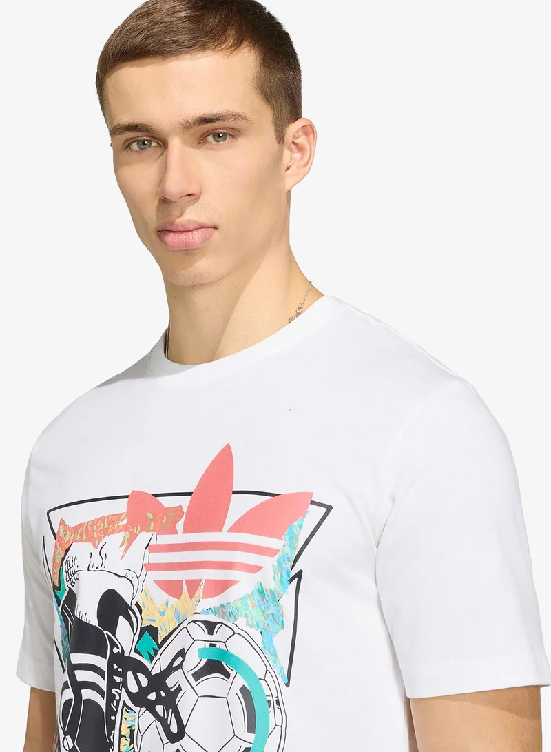 Adidas Originals WHITE Archive Anime Football Graphic T-Shirt for Men | Best Price UAE