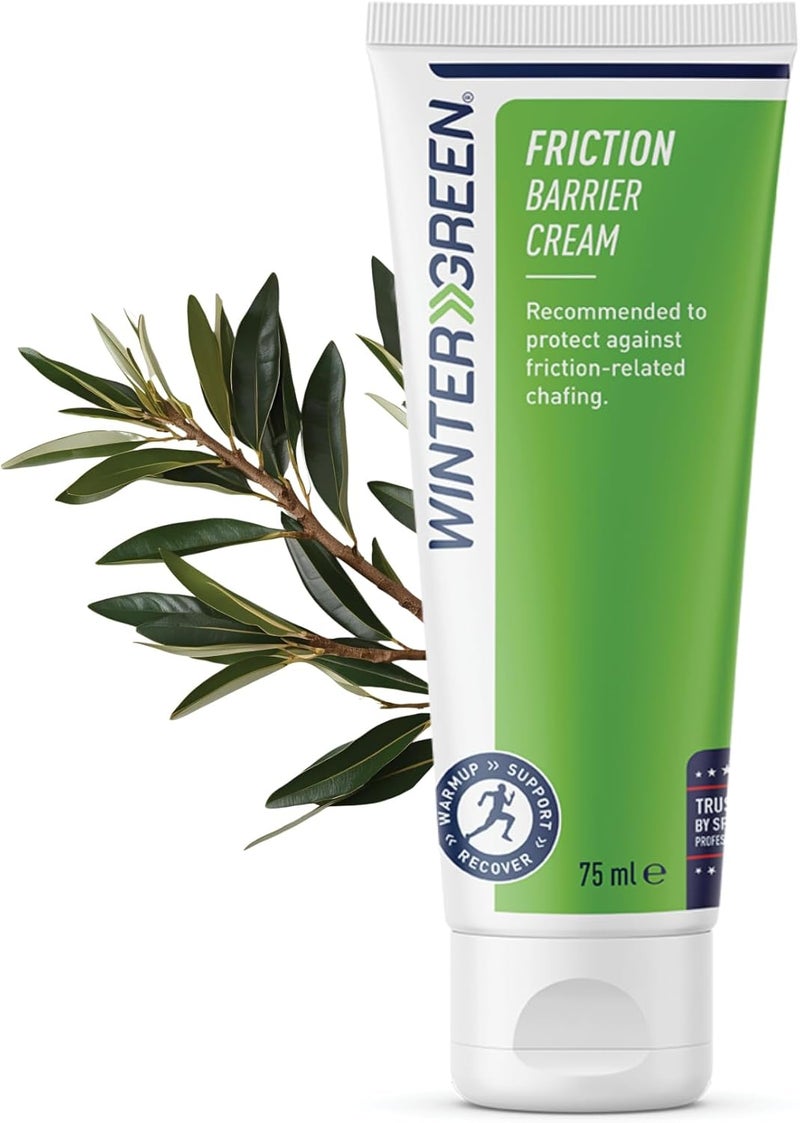 Wintergreen Friction Barrier Cream with Tea Tree Oil Shea Butter 75ml AthleteApproved AntiChafing Blister and Rash Prevention Cream Moisturizing Protection for Sports and Outdoor Activities