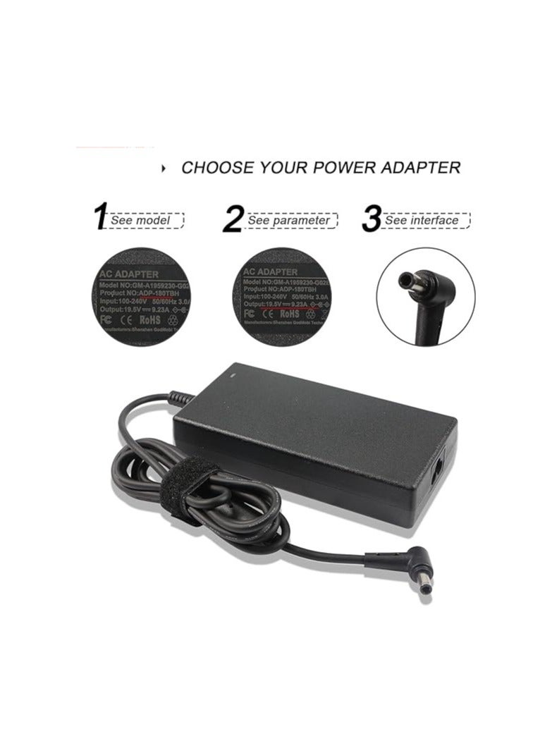 180W Laptop Charger 19.5V 9.23A 6.0x3.7mm AC Adapter Compatible with Asus ROG Zephyrus G14 G15 GA401IV GA401IU GA502D GU501G GM501GM FX505GD TUF505DT TUF765GE FX705GM FX705GD Power Supply - Image 3