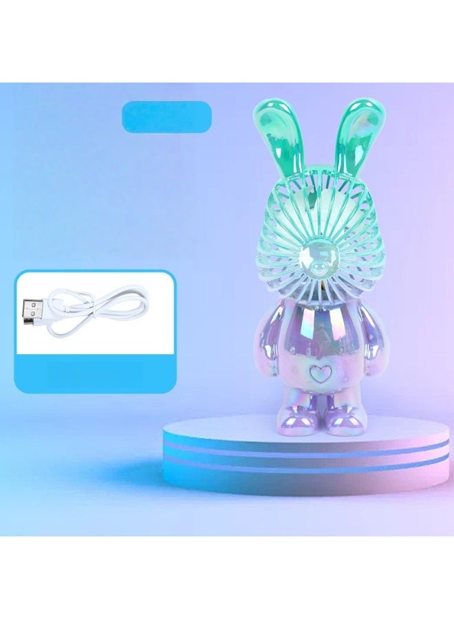 Nariele New Handheld USB Mini Fan Portable Desktop Plated Rabbit Candy Fan Student Outdoor Gift