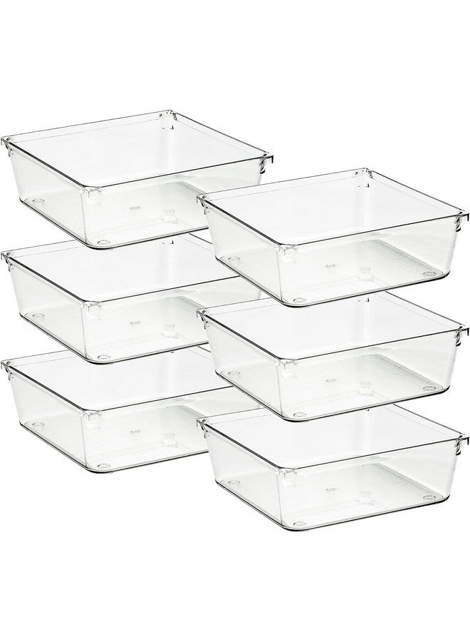 جولدن بيرد قطع من منظمي الأدراج للمكتب من Golden Bird، مقسمات أدراج الحمام، منظمات بلاستيكية لمستحضرات التجميل، صناديق تخزين لمستحضرات التجميل، خزانة الملابس، المطبخ، المكتب (شفافة) (6 × 6 بوصة) - Image 1