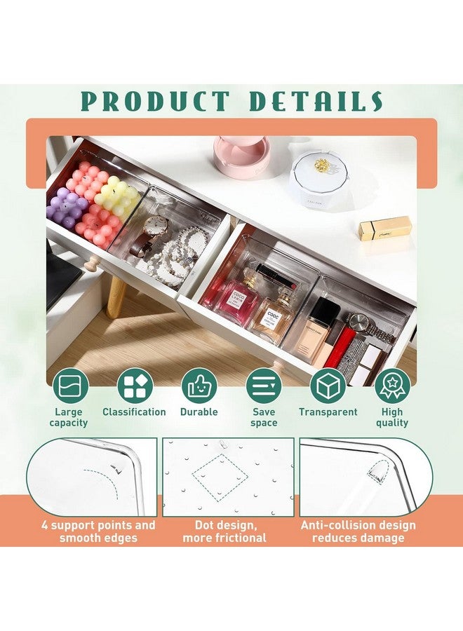 جولدن بيرد قطع من منظمي الأدراج للمكتب من Golden Bird، مقسمات أدراج الحمام، منظمات بلاستيكية لمستحضرات التجميل، صناديق تخزين لمستحضرات التجميل، خزانة الملابس، المطبخ، المكتب (شفافة) (6 × 6 بوصة) - Image 4