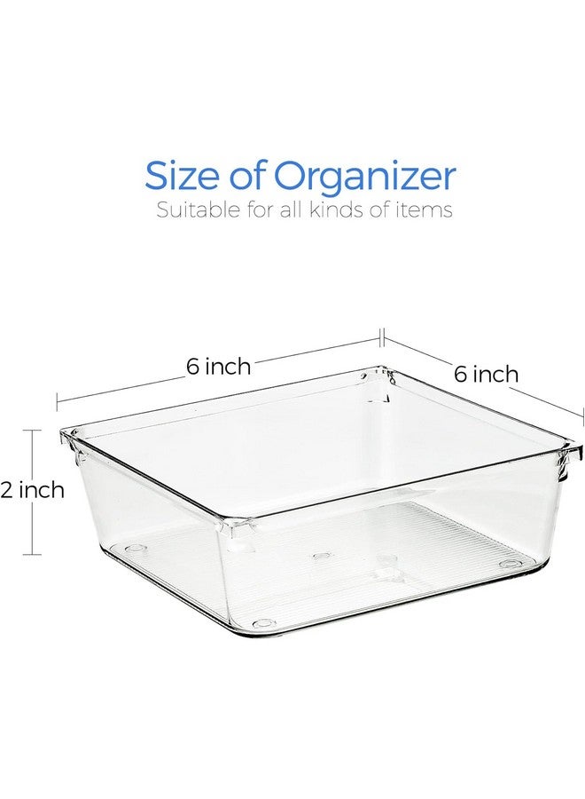 جولدن بيرد قطع من منظمي الأدراج للمكتب من Golden Bird، مقسمات أدراج الحمام، منظمات بلاستيكية لمستحضرات التجميل، صناديق تخزين لمستحضرات التجميل، خزانة الملابس، المطبخ، المكتب (شفافة) (6 × 6 بوصة) - Image 2