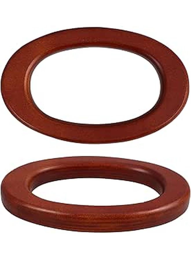 Oval Wooden Bag Handles 2pcs With Card Slot For DIY Tote Bag Replacement - Image 1