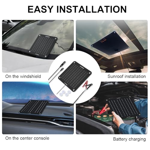 ECO-WORTHY 10W Solar Car Battery Charger Maintainer 12V Waterproof Portable Solar Trickle Charger for Car Truck Boat Lawn Mower RV Trailer Tractor ATV Utility Vehicle Battery - Image 5