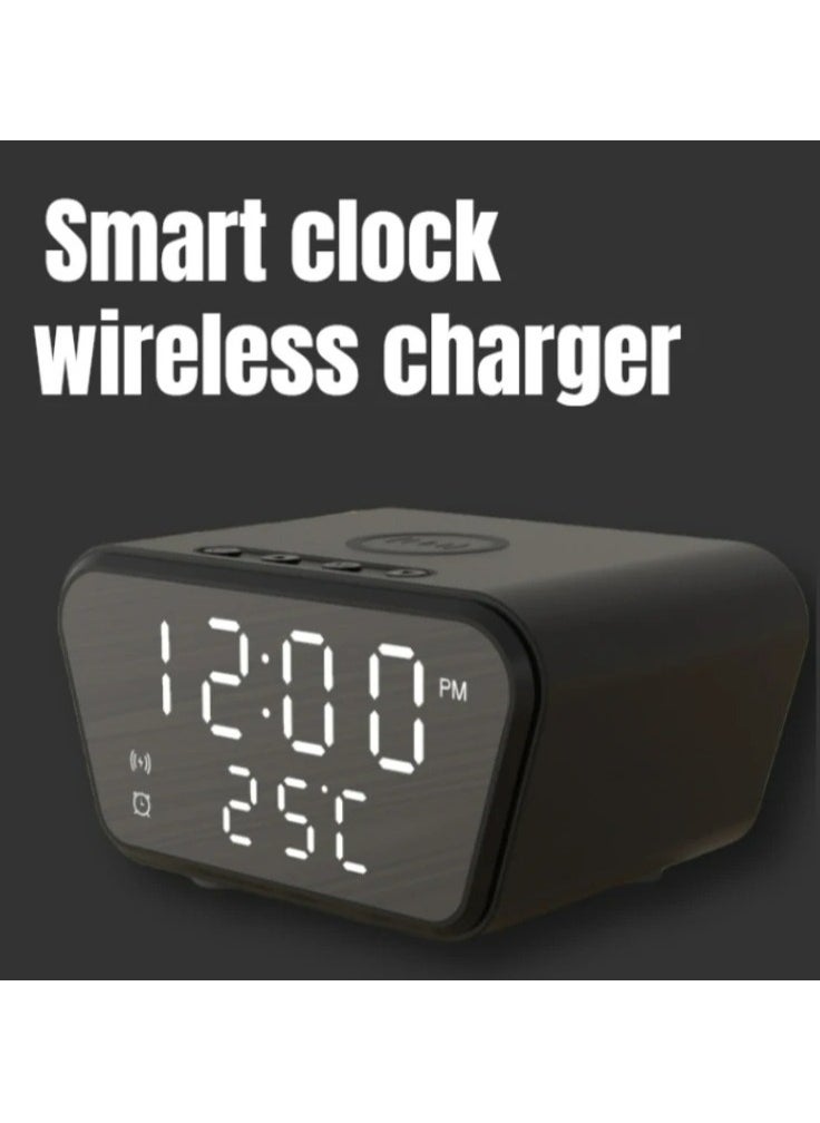 Generic - Wireless Charger Alarm Clock Bluetooth Speaker LED Smart Digital Clock Table Electronic Desktop Clocks USB 15W Fast Charger - Image 1
