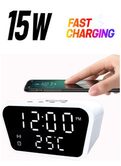 Wireless Charger Alarm Clock Bluetooth Speaker LED Smart Digital Clock Table Electronic Desktop Clocks USB 15W Fast Charger
