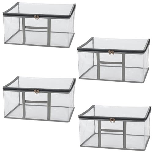 Timatim Transparent Plastic Clothes Cover Organiser for Wardrobe PVC Storage Bag for Saree, Shirts, Clothes, Lehenga Blankets Bedsheets Garment Protector Cover (Pack 4 pcs., Large (45x33x25 cms)) - Image 1