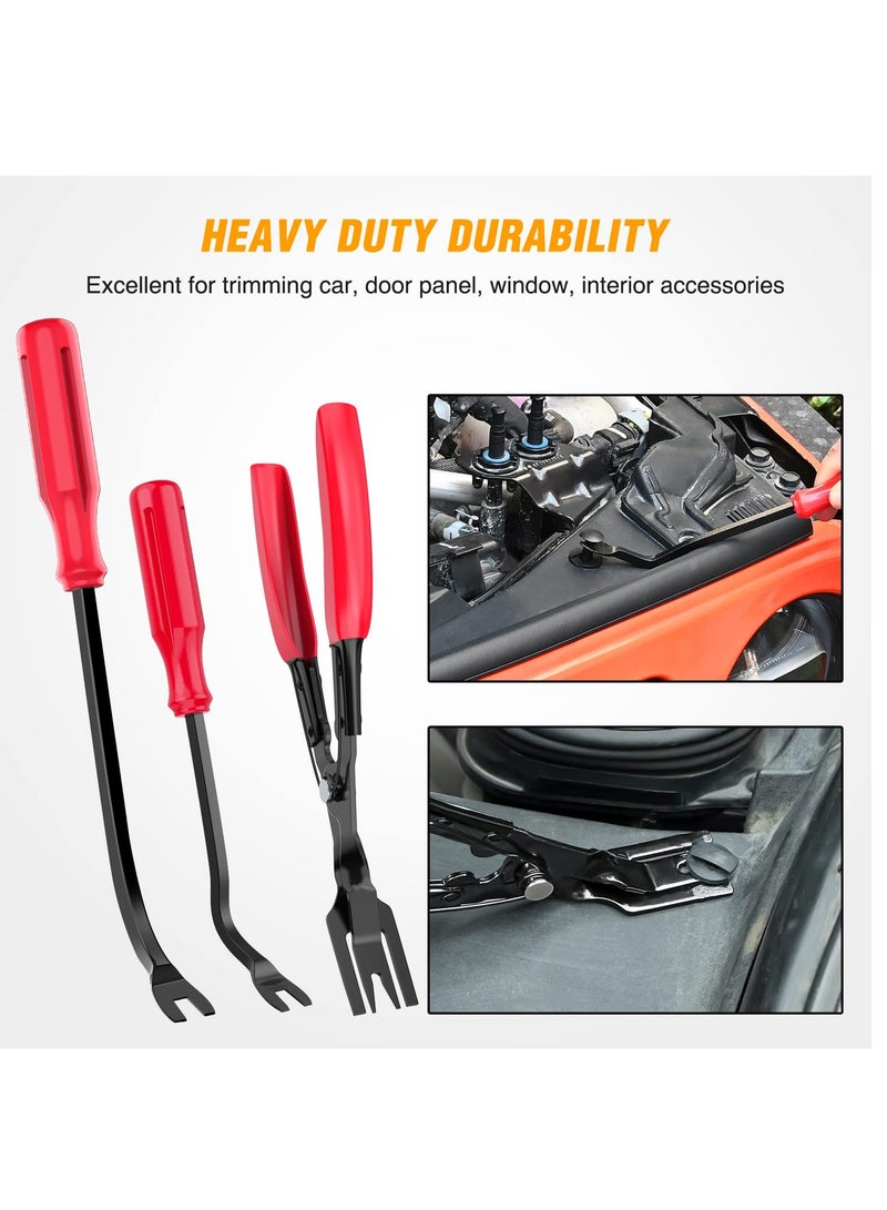 Excefore 238 قطعة أداة إزالة الزخارف ، مجموعة مشبك تثبيت دبابيس الدفع للسيارات ، أداة إزالة طرف المشبك السريع ، مشابك كابل لاصقة ، مجموعة أدوات رفع لإزالة لوحة السيارة وراديو السيارة ، كماشة مشبك السيارة - Image 3