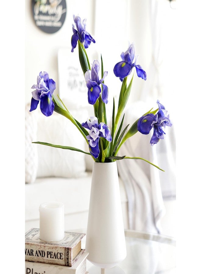 FiveSeasonStuff 6 Long-Stem Real Touch Artificial Purple Irises – Realistic Faux Flowers for Home Décor, Wedding Bouquets, Centerpieces & Floral Arrangements - Image 2