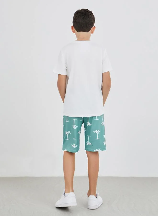 Styli Styli Slogan Print Short Sleeve T-Shirt and Shorts Set