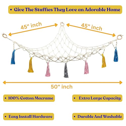 CreativeBuzz Toy Storage Organiser | Toy Organizer For Kids | Kids Room Decoration Items | Stuffed Toys Organizer | Hammock For Toys | Net Holder For Soft Toys | Jambo Large, Kids Room, Nursery Kids - Image 2