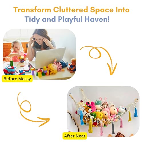 CreativeBuzz Toy Storage Organiser | Toy Organizer For Kids | Kids Room Decoration Items | Stuffed Toys Organizer | Hammock For Toys | Net Holder For Soft Toys | Jambo Large, Kids Room, Nursery Kids - Image 3