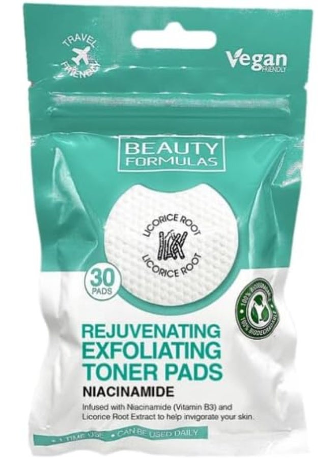 BEAUTY FORMULAS Rejuvenating Exfoliating Toner Pads With Niacinamide-30 Pads