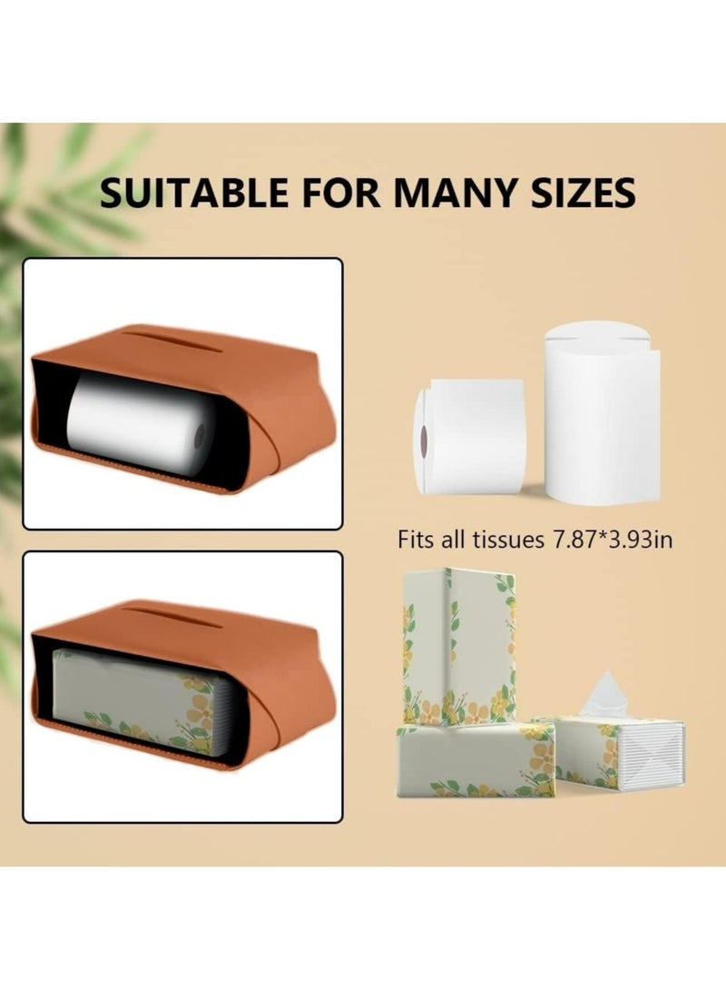 CMGTYYD. 【خامة ممتازة】غطاء علبة المناديل مصنوع باستخدام جلد عالي الجودة ويمكن طيه واستعادته إلى شكله الأصلي عند الاستخدام. - Image 4