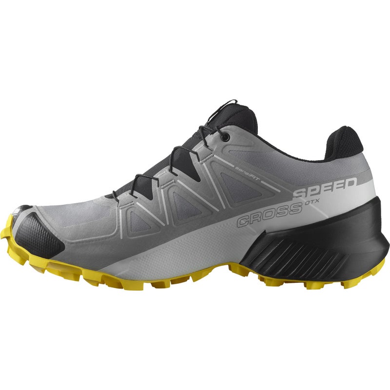 Salomon Men’s Speedcross GTX, Waterproof Trail Running Shoes - Sharkskin/Black/Lemon - 7 Medium - Image 2