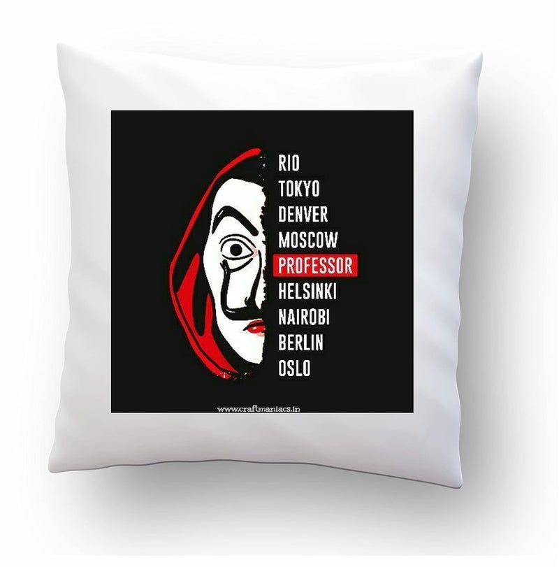 CRAFT MANIACS Money Heist Professor The Mastermind 1616 INCHES Pillow with Filler Merch for Bella CIAO Lovers - Image 1