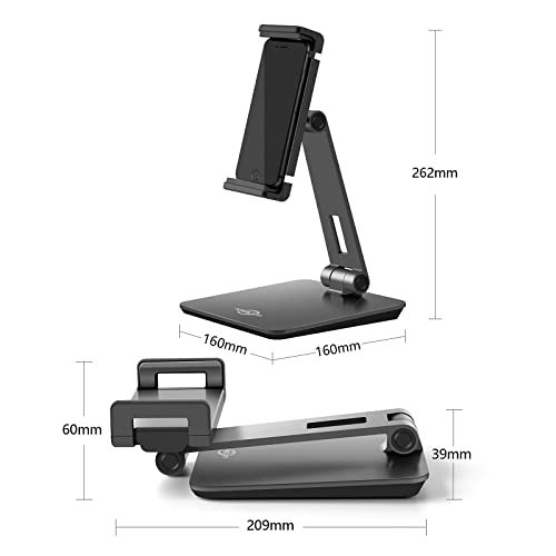 KABCON Tablet Stand,Tightness Adjustable Aluminum Alloy Tablet Stand for Desk, 360° Swivel Foldable Tablets Stands Dock for 4''-14''Tablets/Phone, iPad Series,Samsung Galaxy Tabs,Kindle Fire,Etc. - Image 4