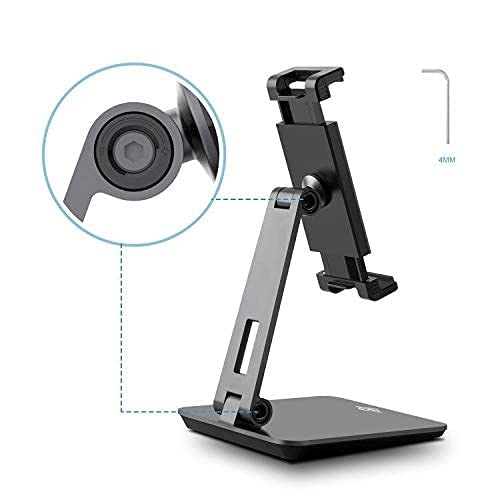 KABCON Tablet Stand,Tightness Adjustable Aluminum Alloy Tablet Stand for Desk, 360° Swivel Foldable Tablets Stands Dock for 4''-14''Tablets/Phone, iPad Series,Samsung Galaxy Tabs,Kindle Fire,Etc. - Image 3