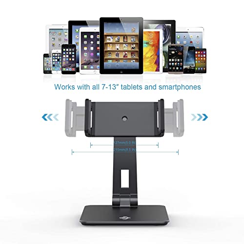 KABCON Tablet Stand,Tightness Adjustable Aluminum Alloy Tablet Stand for Desk, 360° Swivel Foldable Tablets Stands Dock for 4''-14''Tablets/Phone, iPad Series,Samsung Galaxy Tabs,Kindle Fire,Etc. - Image 2