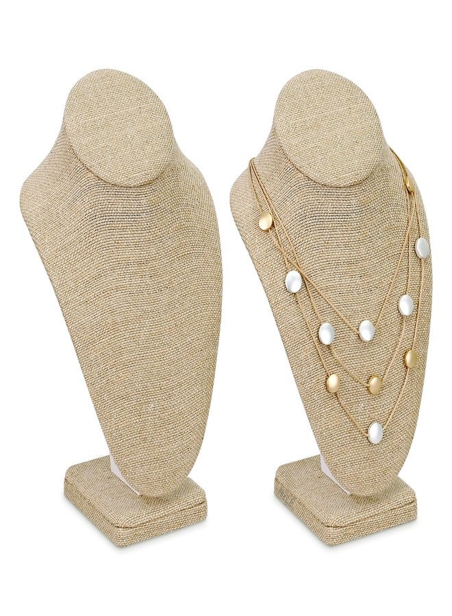 Ikee Design 2 Pcs Linen Necklace Chain Jewelry Bust Display Holder Stand, Necklaces Display Mannequin, Jewelry Bust Stand, 6 3/8 W x 4 1/4 D x 10 H in - Image 1