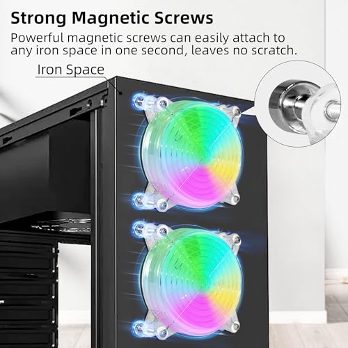 AMCHIXIN 2PACK 120mm 4.72" PC 5V USB Small Fans with Magnetic Screws Quiet Colorful LED Cooling Fans for Mini PC Router Cabinet Play Station A/V Equipment Tablet TV Ventilation and More - Image 2