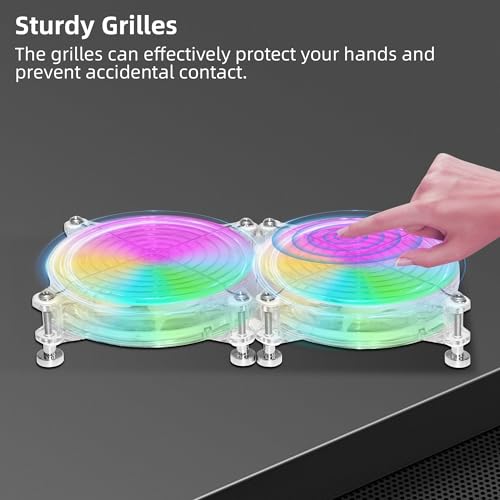 AMCHIXIN 2PACK 120mm 4.72" PC 5V USB Small Fans with Magnetic Screws Quiet Colorful LED Cooling Fans for Mini PC Router Cabinet Play Station A/V Equipment Tablet TV Ventilation and More - Image 3