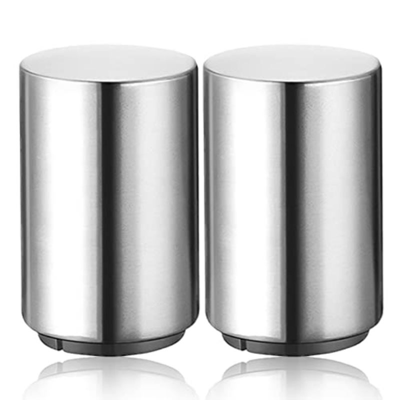 2PCS Pop-the-Top Beer Bottle Opener, Metal Automatic Magnetic Glass Bottle Cap Openers, Wine Bartender Tool Cap Catcher for Bar, Party, Wine Ceremony, Restaurant Household Utensils, Easy to Use-Silver - Image 1