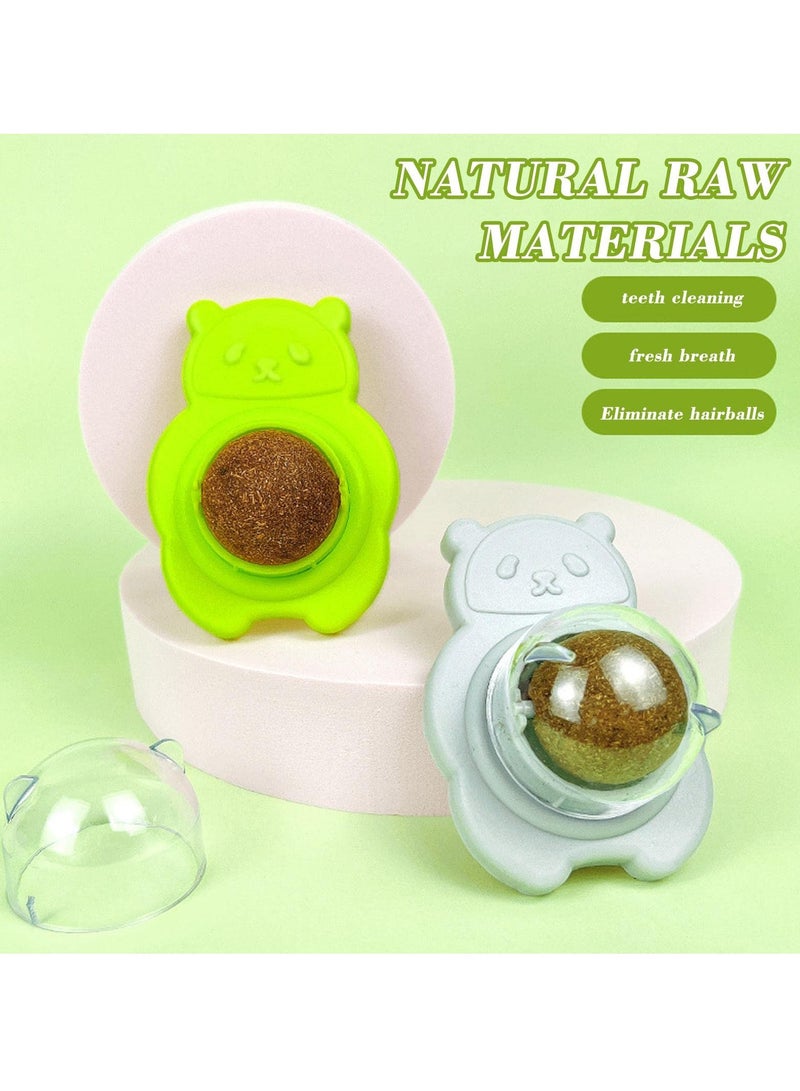 KASTWAVE 4 Pcs Catnip Ball Toy, Pure Natural Mint Leaves Rotating Interactive Cat Toys Cat Hair Ball Removal Toys Can Be Stuck on the Wall Safe and Healthy Kitten Chew Toys Teeth Cleaning Cat Supplies - Image 2
