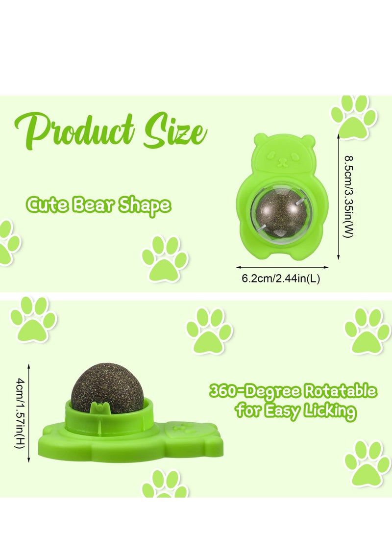 KASTWAVE 4 Pcs Catnip Ball Toy, Pure Natural Mint Leaves Rotating Interactive Cat Toys Cat Hair Ball Removal Toys Can Be Stuck on the Wall Safe and Healthy Kitten Chew Toys Teeth Cleaning Cat Supplies - Image 5