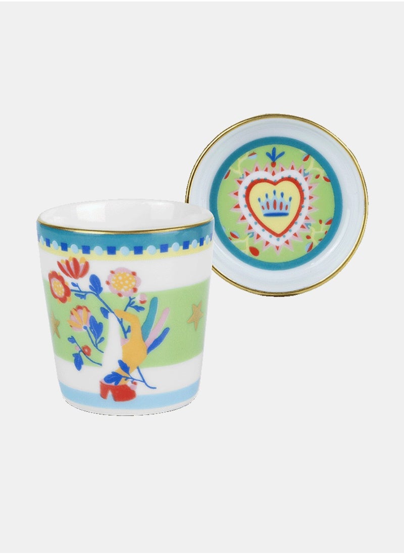 Baci milano - Mamma Mia Espresso Cup With Lid/Saucer FLOWERS - Image 1