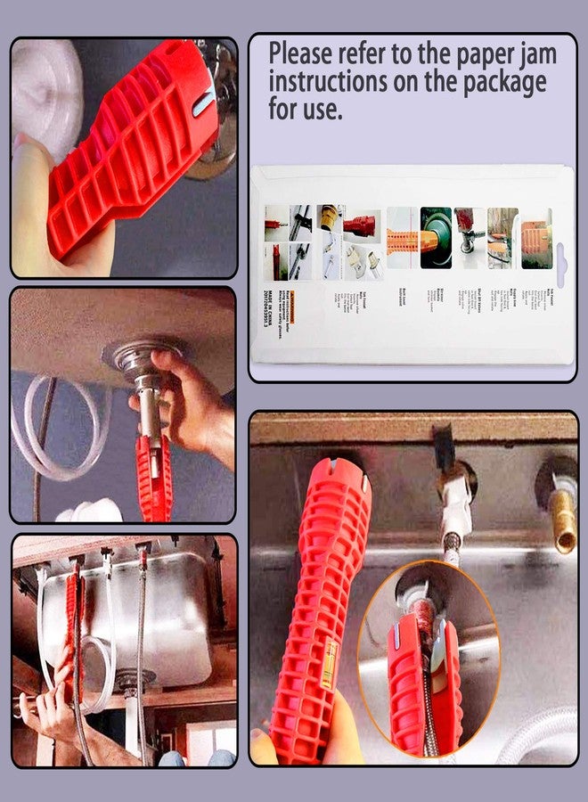 LeeLoon 8-in-1 Faucet & Sink Installer Wrench - Red, Plastic, Ratchet, Plumbing Tool - Includes 2 Replaceable Heads (34mm & 40mm), 40 Washer Gaskets, 2 Thread Seal Tape - Plumbing Wrench - Image 3