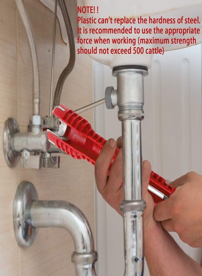 LeeLoon 8-in-1 Faucet & Sink Installer Wrench - Red, Plastic, Ratchet, Plumbing Tool - Includes 2 Replaceable Heads (34mm & 40mm), 40 Washer Gaskets, 2 Thread Seal Tape - Plumbing Wrench - Image 4