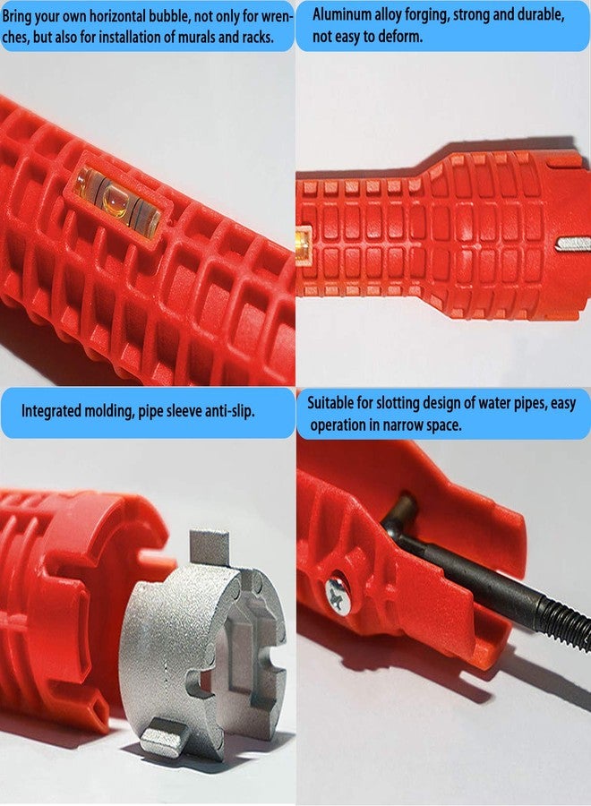 LeeLoon 8-in-1 Faucet & Sink Installer Wrench - Red, Plastic, Ratchet, Plumbing Tool - Includes 2 Replaceable Heads (34mm & 40mm), 40 Washer Gaskets, 2 Thread Seal Tape - Plumbing Wrench - Image 2