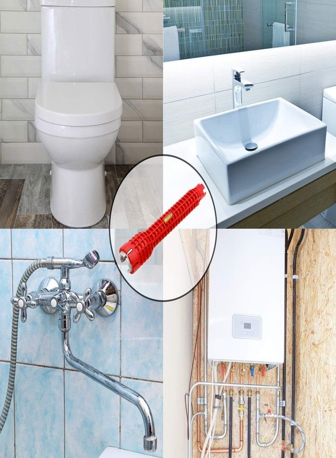 LeeLoon 8-in-1 Faucet & Sink Installer Wrench - Red, Plastic, Ratchet, Plumbing Tool - Includes 2 Replaceable Heads (34mm & 40mm), 40 Washer Gaskets, 2 Thread Seal Tape - Plumbing Wrench - Image 5