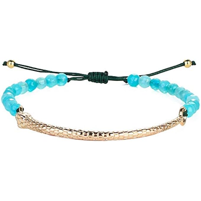 rayihni Friendship Bracelets Handmade Single Strand Gold Beaded Bar Bracelets Chic Bangle (Purple J) - Image 1