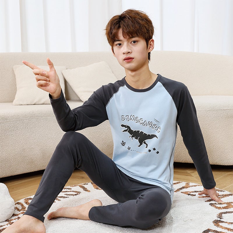24 Teenager Lycra Cotton Sweater Middle Collar Underwear Suit Cartoon Base Autumn Clothes And Pants - Image 2