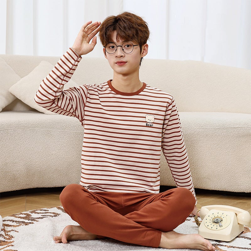 24 Teenager Lycra Cotton Sweater Middle Collar Underwear Suit Cartoon Base Autumn Clothes And Pants - Image 4