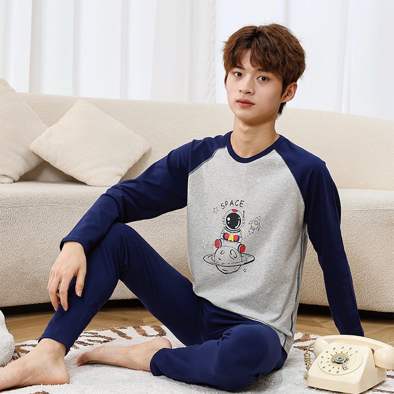 24 Teenager Lycra Cotton Sweater Middle Collar Underwear Suit Cartoon Base Autumn Clothes And Pants - Image 1