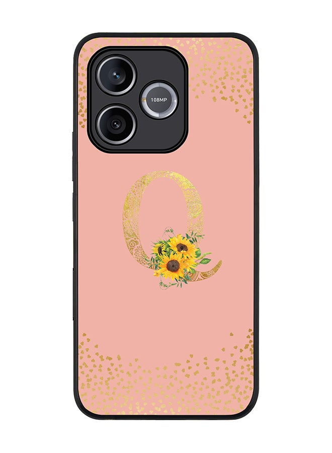 Stylizedd For Honor 600 Lite / 500 Smart / Honor X80i Case,Slim fit Camera Protection, Shockproof Thin Phone cover  - Custom Floral Monogram - Q  (Rose Pink ) - Image 1