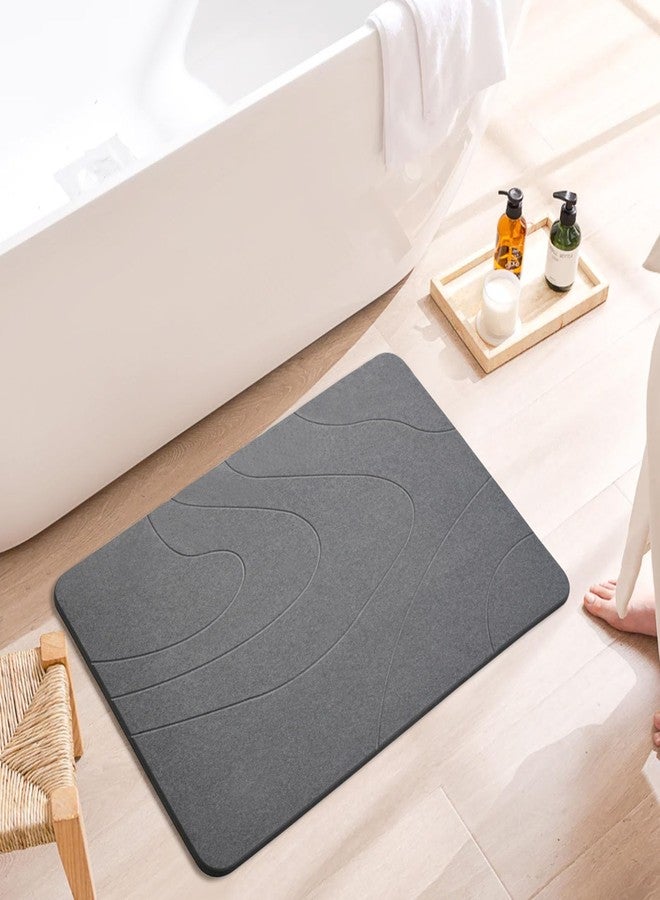 MORANDI Stone Bath Mat, Natural Hard Stone Bath Mat Super Absorbent Quick Drying Non-Slip for Bathroom, Easy to Clean (Dark Gray) - Image 1